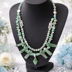 Unikatna ogrlica od Amazonit – Aventurin – Gorski kristal